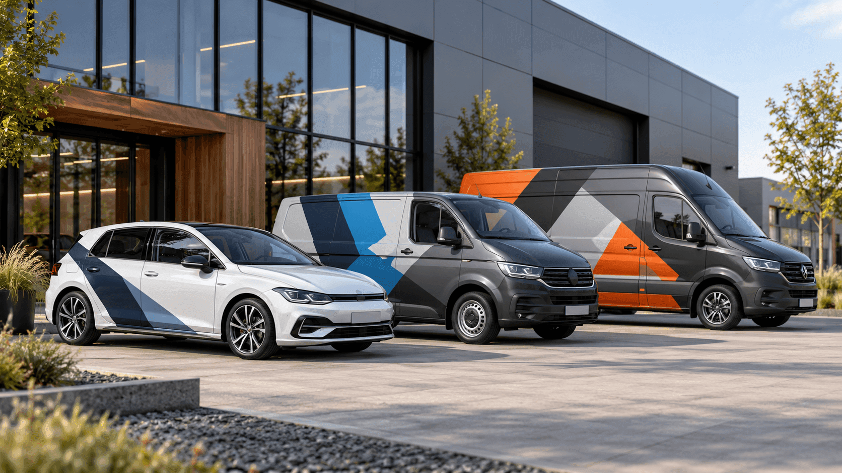 Wagenpark van bedrijfsauto's in dezelfde huisstijl