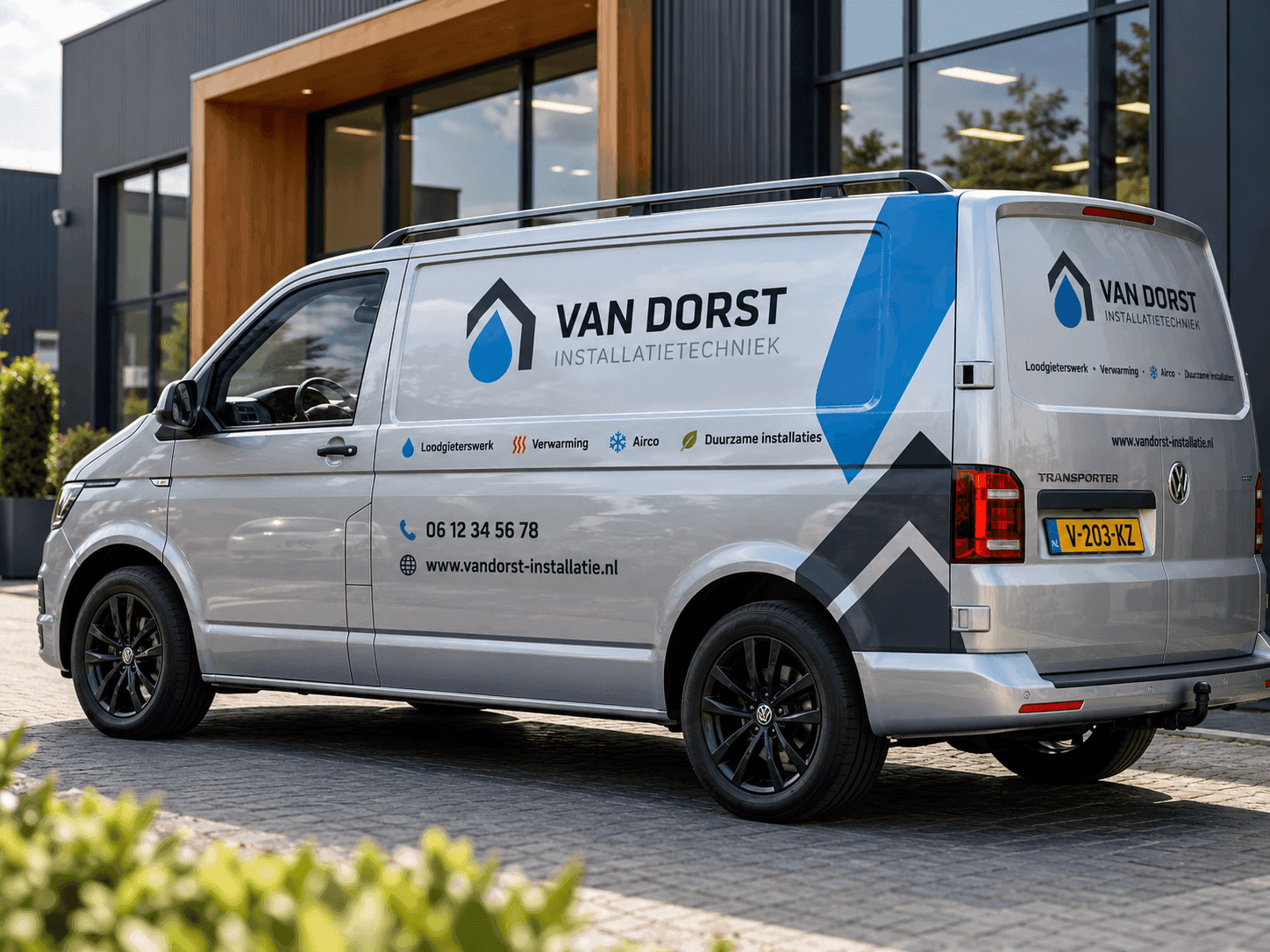 Bedrijfsauto met bestickering in huisstijl